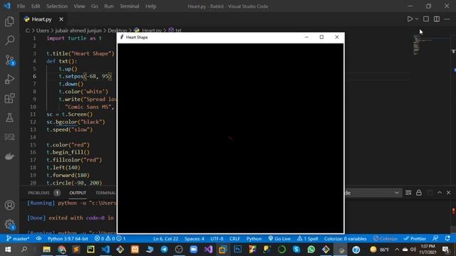 Heart appearance || python turtle graphics смотреть онлайн