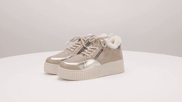 Кроссовки с натуральным мехом и молниями по бокам ROBERTO SERPENTINI (23К01ECO тёмно-бежевый) смотреть онлайн