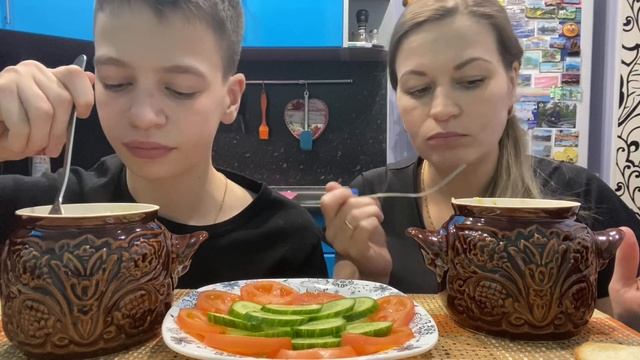 МУКБАНГ ЖАРКОЕ в ГОРШОЧКАХ/ОВОЩИ/MUKBANG ROAST IN POTS