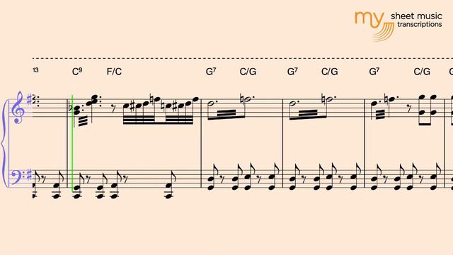 Slow Blues In G - Piano Blues Sheet Music Transcription