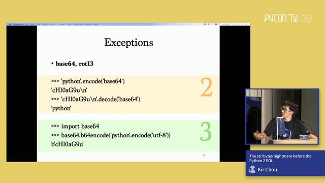 The str/bytes Nightmare Before the Python 2 EOL｜Kir Chou｜PyCon TW 2019 смотреть онлайн