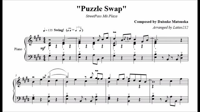 Nintendo 3DS StreetPass Mii Plaza - Puzzle Swap (Piano Sheet Music) смотреть онлайн