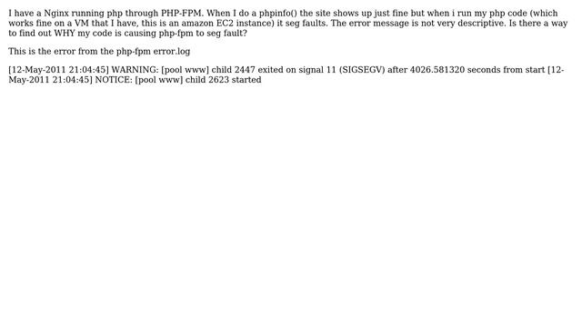 DevOps & SysAdmins: PHP-FPM seg faults, how do I find out why? смотреть онлайн