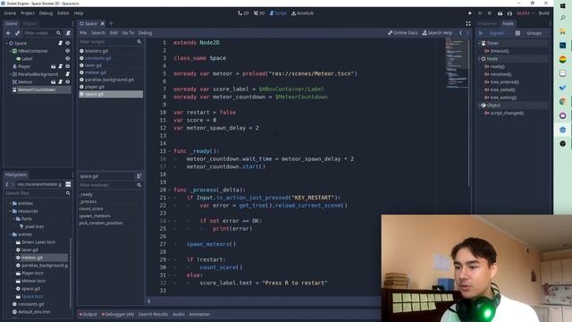 КОСМИЧЕСКИЙ ШУТЕР в Godot - ЧАСТЬ 4 (Метеориты, Очки, Рестарт) смотреть онлайн