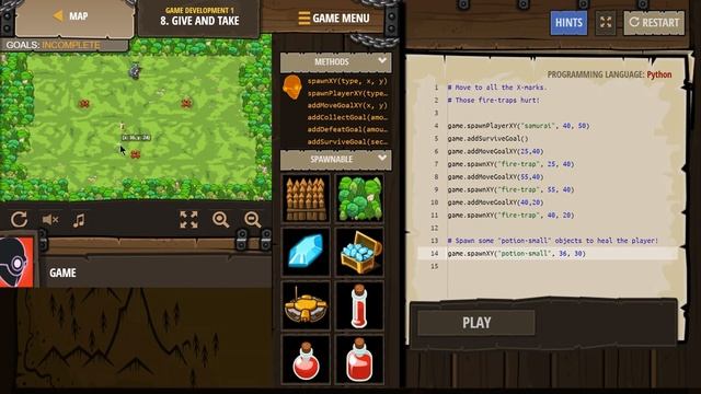 CodeCombat Give and Take Level 8 Python Game Development Tutorial смотреть онлайн