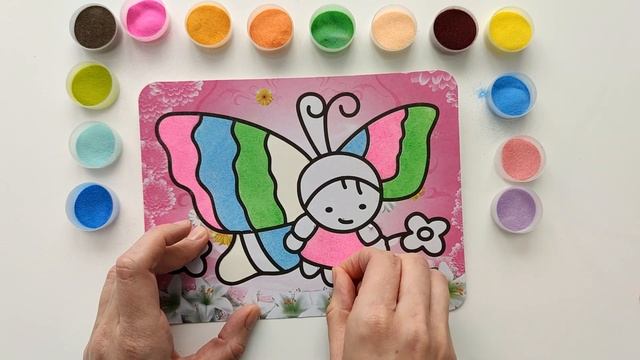 Sandbild Schmetterling - Colored sand painting Butterfly - рисунок песком бабочка смотреть онлайн