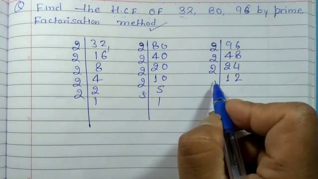 Find the H.C.F of 32, 80 and 96 by prime factorisation method смотреть онлайн
