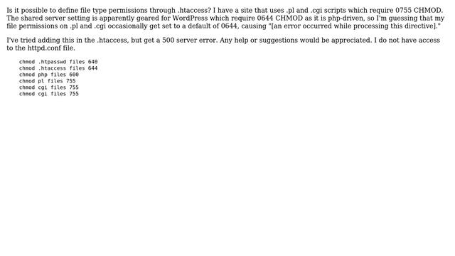 Webmasters: Can .htaccess be used to set file permissions? (2 Solutions!!) смотреть онлайн