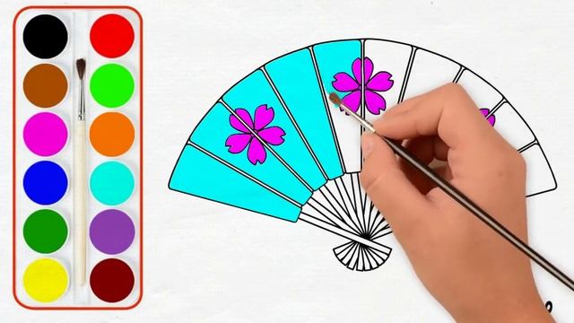 Hand Fan Flower Drawing And Coloring For Kids Ручной Цветок Рисунок И Раскраски Для Детей смотреть онлайн