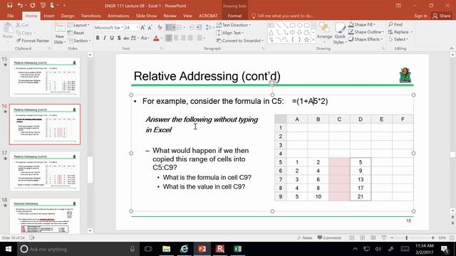 ENGR 111 - Class 8 (2 Feb 2017) MS Excel: basic concepts, cell references, conditional formatting смотреть онлайн