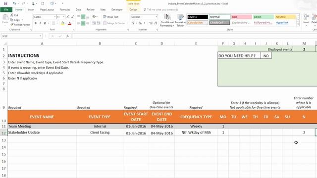 Event Calendar Maker - Excel Template - Prioritizing Events смотреть онлайн