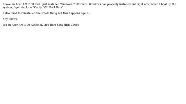 Acer AM1100 stuck on Verify DMI Pool Data смотреть онлайн