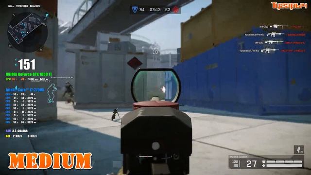 Warface i7 2700K Nvidia 1050 ti тест графики низкая, средняя, высокая смотреть онлайн