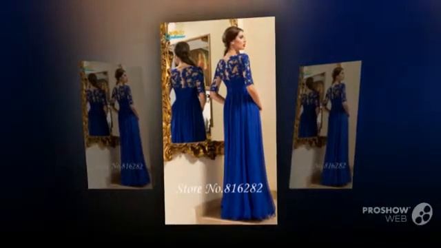 Платье линии королевский синий пола длинное платье выпускного вечера 2016 половина рукава смотреть онлайн
