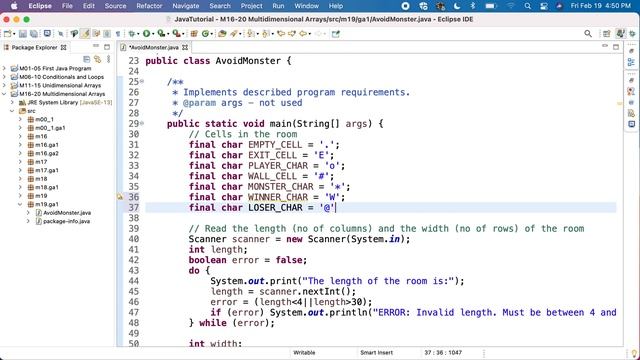 Java JEM19GA1P1d Avoid Monster - Move the monster смотреть онлайн