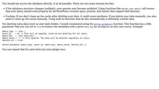 Wordpress: Best practice way to delete user meta data during plugin uninstall? (4 Solutions!!) смотреть онлайн