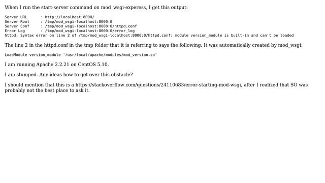 Error starting mod_wsgi смотреть онлайн