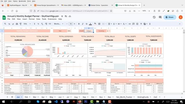 Monthly Budget Planner Spreadsheet Google Sheet смотреть онлайн