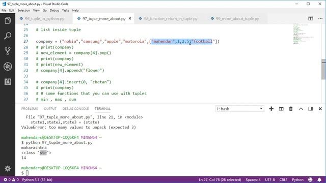#100 Summery Tuple function in python // Complete Python tutorial(2020)? смотреть онлайн