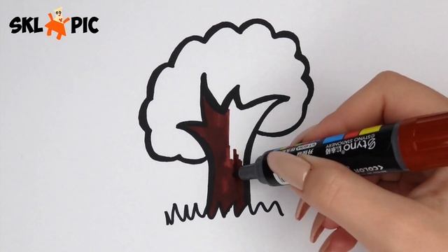 Раскраска для детей Дерево. Как Нарисовать Дерево смотреть онлайн
