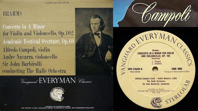 Brahms:  Double Concerto, Op. 102 - Campoli, Violin; Navarra, Cello; Barbirolli, The Halle Orchestr