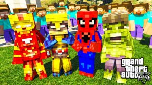 ХЕРОБРИНЫ НАПАЛИ НА СУПЕРГЕРОЕВ МАЙНКРАФТ РЕАЛЬНАЯ ЖИЗНЬ В ГТА 5 МОДЫ! ОБЗОР МОДА В GTA 5 видео игра