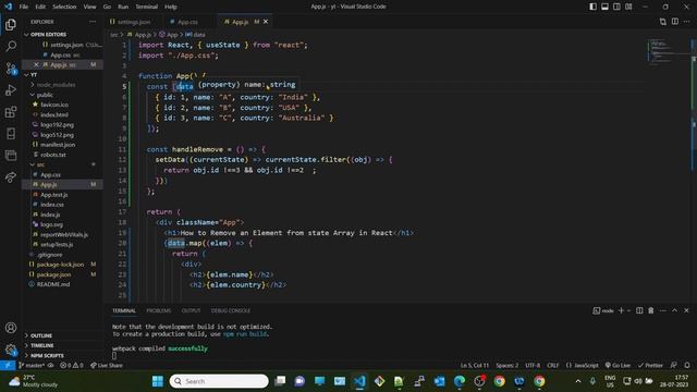 How to Remove an Element from state Array in React смотреть онлайн