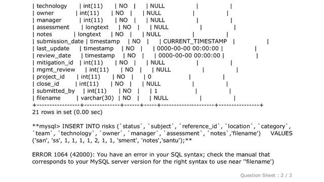 MySQL : ERROR 1064 (42000): You have an error in your SQL syntax; check the manual that corresponds смотреть онлайн