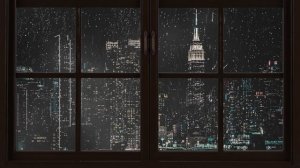 4K Fake Window - NEW YORK | 1 Hour | Manhattan Rain | For Projector