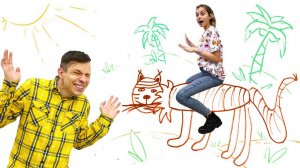 Прикольные видео. ЧЕЛЛЕНДЖ - Нарисуй наощупь! Challenge шоу Вики и Феди! Весёлые игры дома