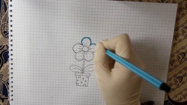 Как нарисовать цветок в горшке смотреть онлайн