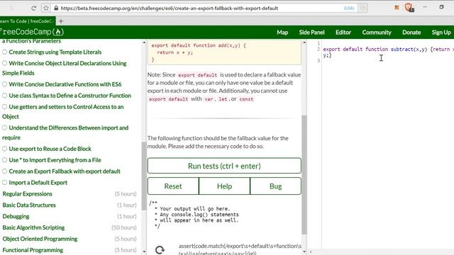 Create an Export Fallback with export default- freeCodeCamp ES6 lesson #25 смотреть онлайн