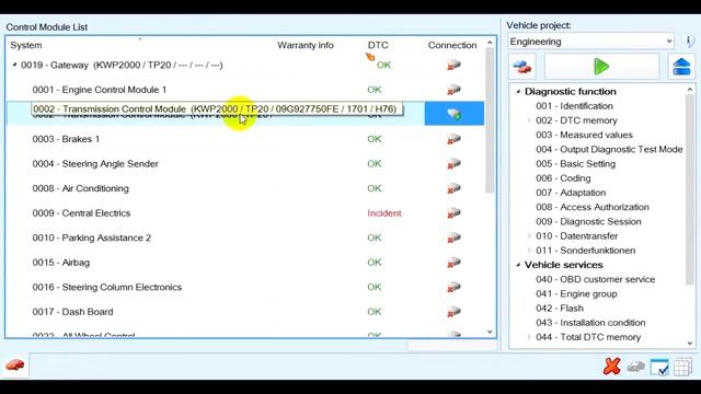Кодировка АКПП Aisin 09G через Одис Инженер смотреть онлайн