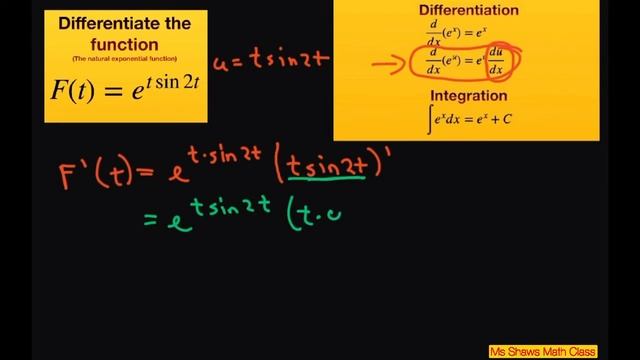 Differentiate the function F(t) = e^(t sin 2t). Natural exponential function смотреть онлайн