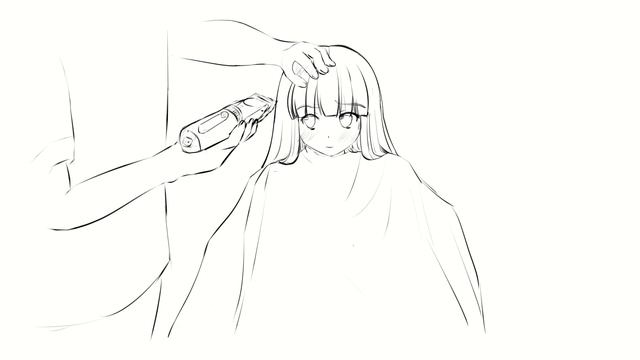 【hair Cut Animation】A Girl Who Decided To Be A Buzz Cut /  Scene Of Hair Cut Full Version