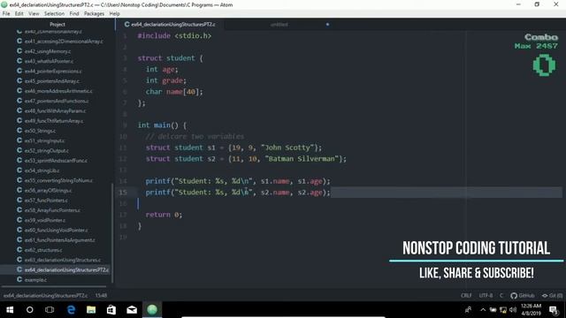 Declaration Using Structures Easiest Way To Learn C With Atom Editor In Windows 10 #66 ►▼◄ смотреть онлайн