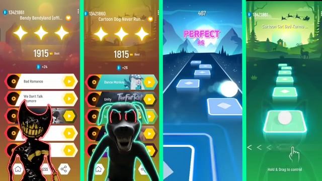 Cartoon Cat vs Bendy Vs Cartoon Dog vs Siren head - Tiles hop EDM Rush смотреть онлайн