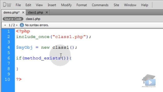 PHP Tutorial - method_exists() Class Object Oriented Programming OOP смотреть онлайн