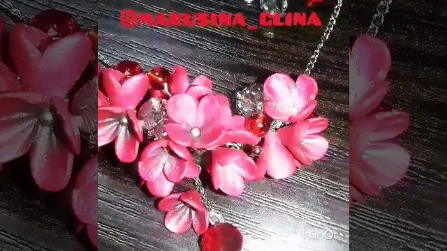 Колье с красными цветами из полимерной глины смотреть онлайн