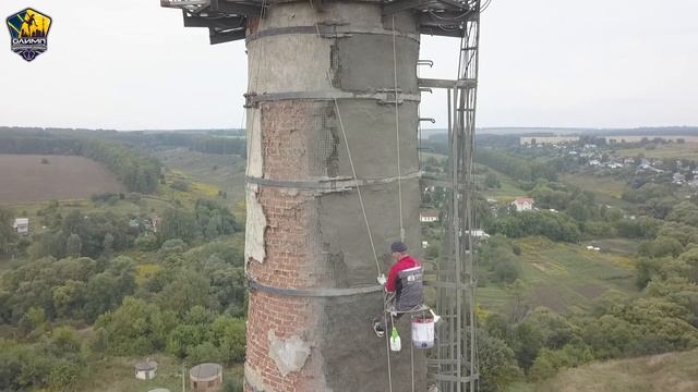 Ремонт кирпичной трубы промышленными альпинистами г.Орел смотреть онлайн
