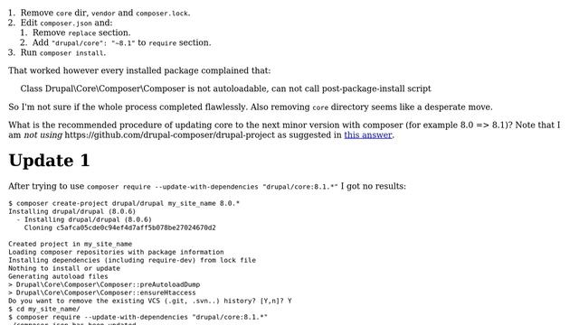 Drupal: How to update 8.0.x to 8.1.x with composer? смотреть онлайн