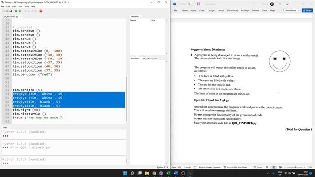 Q4: Reorder lines of code (GCSE Computer Science python on screen exam) смотреть онлайн