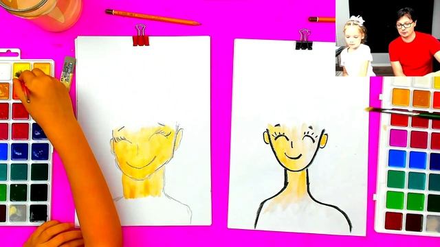 Девочка ОСЕНЬ рисуем красками с РыбаКит смотреть онлайн