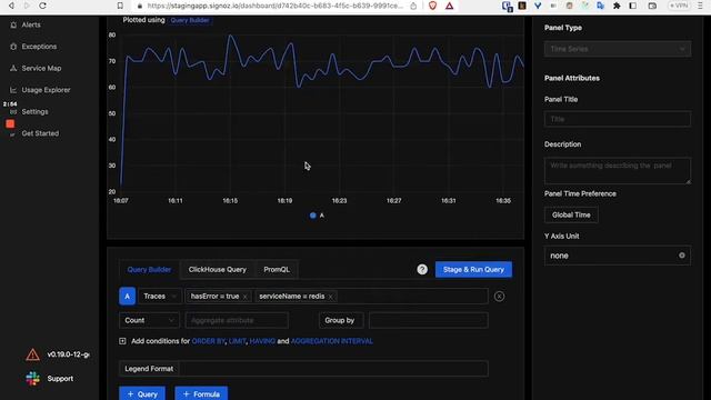 Using the Trace Query Builder to plot error percentage for a service in SigNoz смотреть онлайн