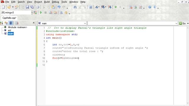 C++ to display Pascal's triangle like right angle traingle смотреть онлайн