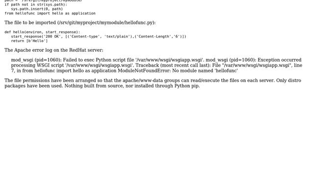 DevOps & SysAdmins: Python module import from a WSGI script fails on RedHat server смотреть онлайн