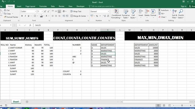 Top 10 Excel FUNCTIONS [SUM, SUMIF, SUMIFS, COUNT, COUNTA, COUNTIF, COUNTIFS, MAX, MIN, DMAX, DMIN] смотреть онлайн