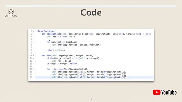 LeetCode 1774. Closest Dessert Cost | Visualization | Python смотреть онлайн