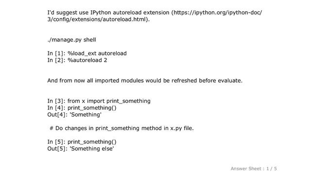 PYTHON : How to reload modules in django shell? смотреть онлайн