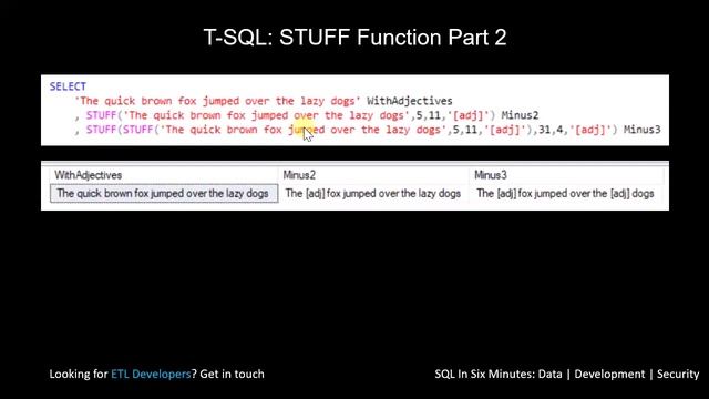 TSQL: How To Use the STUFF Function Part 2 смотреть онлайн